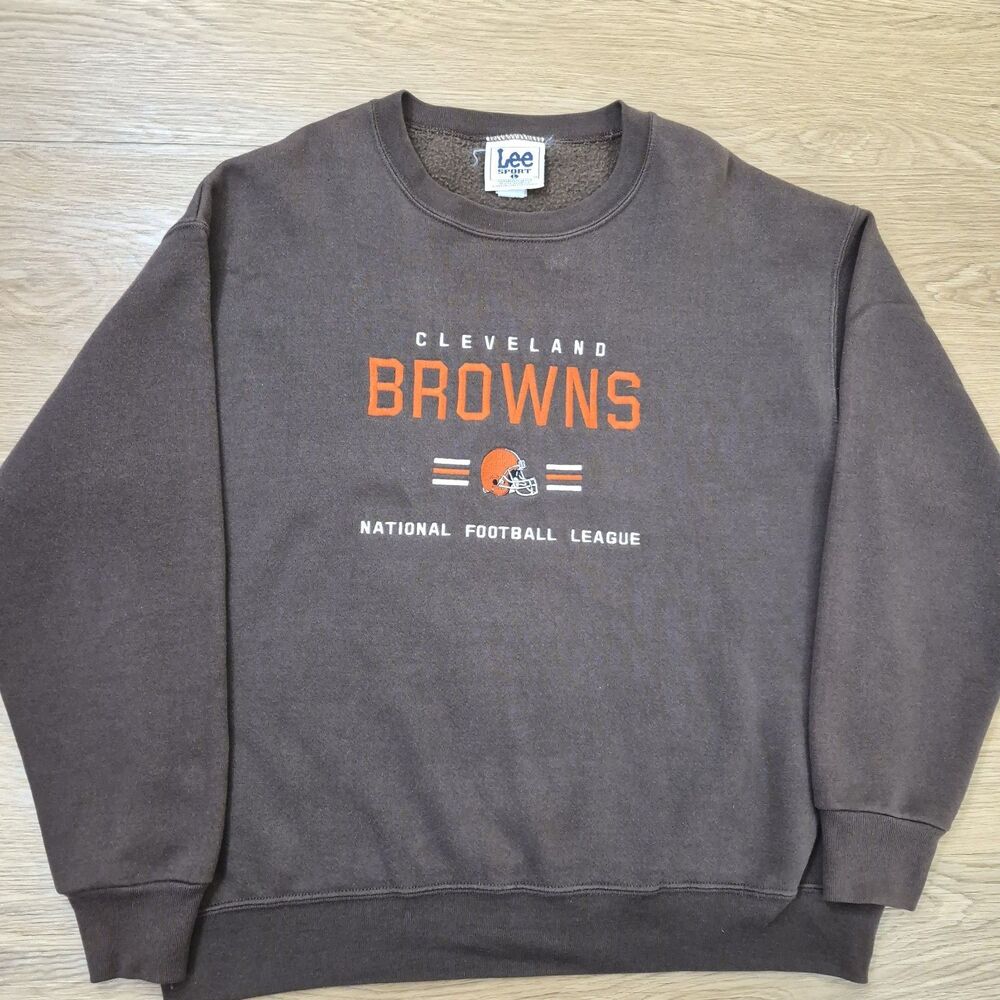 Vtg Cleveland Browns Sweatshirt Mens L Athletic Embroidered NFL Logo Brown 90s